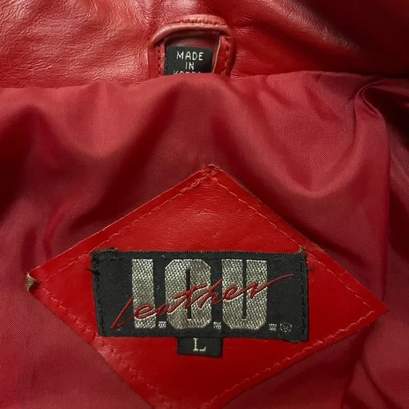 Vintage 80s genuine leather woman’s IOU red biker jacket - Picture 12 of 13